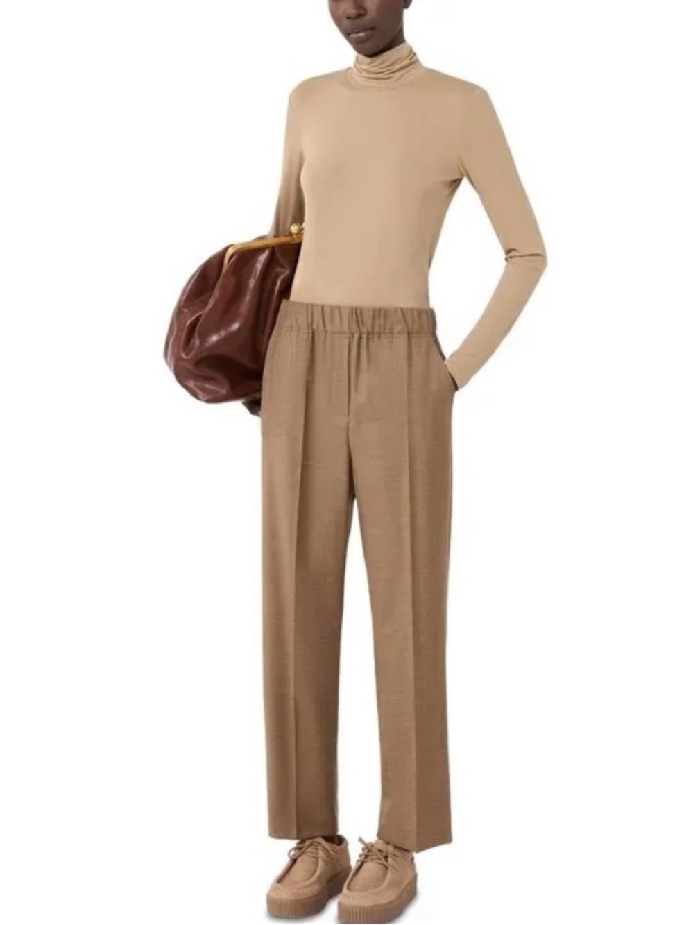 The Row Tan Camel Lightweight Turtleneck Sweater